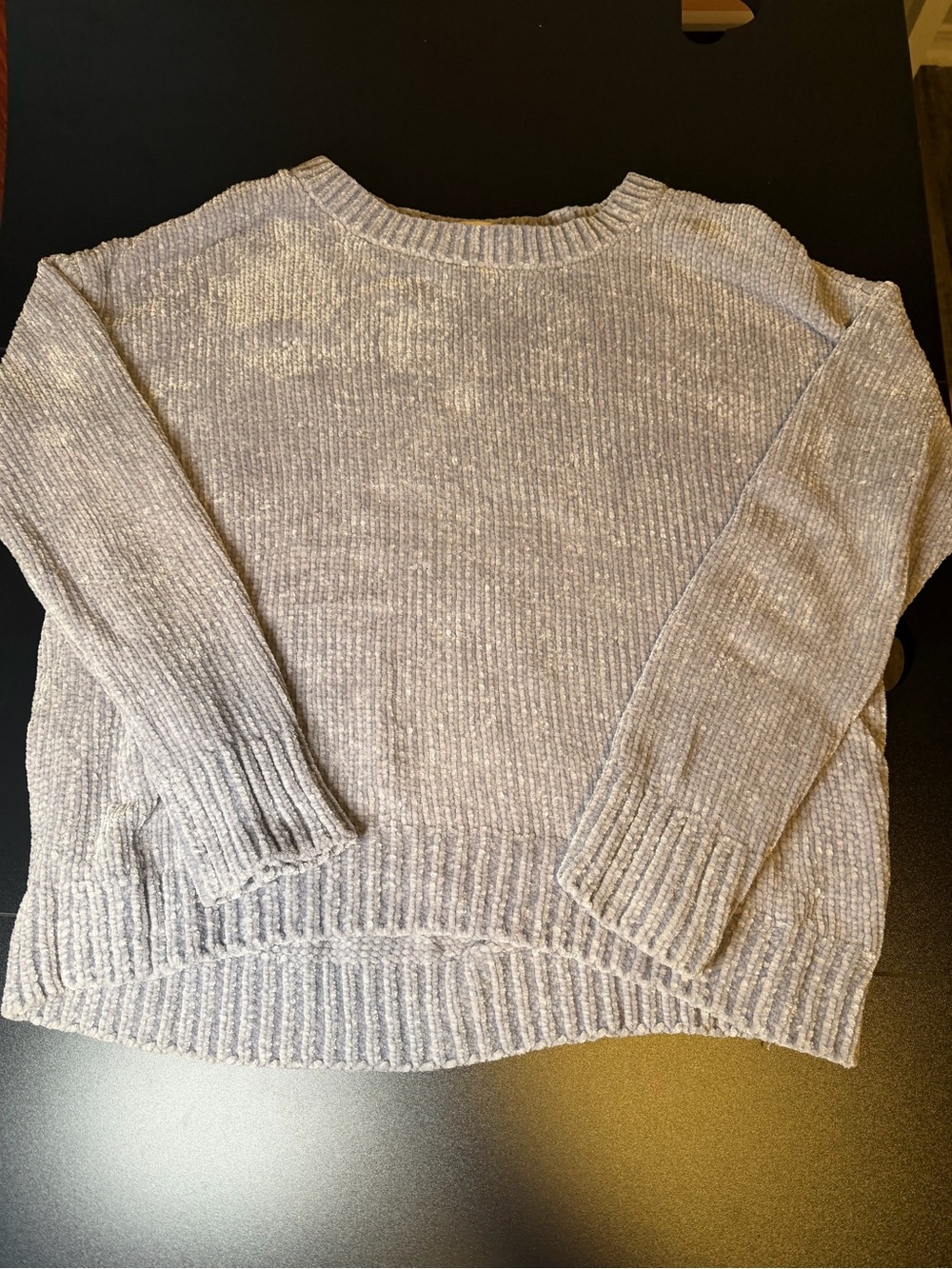 GAP Heather Light Gray Ribbed Crewneck Sweater